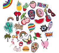 U-Sky Mix Pack surtido de 32 piezas de hierro en parches para ropa para nios Patches de apliques de bordado Iron en calcomanas para jeans chaqu