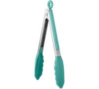 U-Taste 23cm 315℃ Pinzas de cocina de silicona resistentes al calor con puntas de goma antiadherentes firmemente selladas, mango de acero revestido de silicona y bloqueo suave para barbacoa (Aqua Sky)