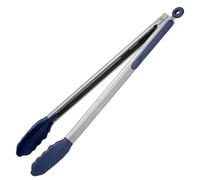 U-Taste 41 cm 315 ℃ Pinzas de cocina de silicona resistente al calor con puntas de goma antiadherentes firmemente selladas, mango de acero recubierto de silicona y bloqueo suave (Azul medianoche)