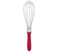 U-Taste Batidor de globo: Batidor de cocina de acero inoxidable 18/10 Batidor manual mediano de 28 cm con 8 alambres de alta flexibilidad y mango de silicona para batir, mezclar masa, cremas (Rojo)