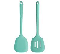 U-Taste Espátula de silicona extra larga: Espátula de cocina sólida y ranurada resistente al calor hasta 315 ℃, aleta de cocina para freír panqueques pescado (Aqua Sky, 2 piezas)