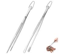 U-Taste Set de Pinzas de Cocina 30 cm - Acero Inoxidable 18/8 Alimentario, Soldadura Sin Juntas Robusta y Fuerza de Presión Mejorada - Para Hornear, Servir, Decorar (Punta Redonda y Afilada, Plateado)