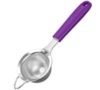 U-Taste Tamiz de malla fina pequeño: colador de cocina de acero inoxidable 18/8 de 8,5cm con mango de silicona resistente remachado, ideal para tamizar harina, colar té, arroz, quinua (Morado)