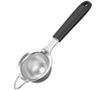 U-Taste Tamiz de malla fina pequeño: colador de cocina de acero inoxidable 18/8 de 8,5cm con mango de silicona resistente remachado, ideal para tamizar harina, colar té, arroz, quinua (Negro)