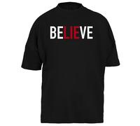 U2 The Fly Zoo TV Believe Texto Camiseta Holgada Negra para Hombre Mujer Unisex Mangas Cortas
