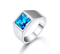 U7 Anillo de Acero Inoxidable Dorado con Piedra de Nacimiento Cristal Cuadrado Plata/Oro/Negro 54/57/59/62/64/67/69/72mm