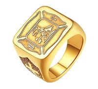 U7 Anillos de San Miguel San Cristóbal San Florian joyas de protección grabadas disponibles caja de regalo Anillo cuadrado de san florián anillo dorado acero inoxidable 316L tamaño 8