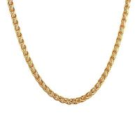 U7 Cadena Hombre Dorado Acero Inoxidable Collares Cadenas Trigo Espiga Chapado en Oro 18K Cadena Dorado Hombre e Mujer Ancho 3mm Longtitud 51 cm con Caja de Regalo