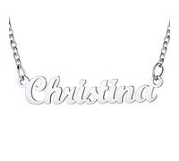 U7 Christina Collares para Mujeres Cadenas Acero Inoxidable 316L Tono Plateado para niña Letrero Personalizable