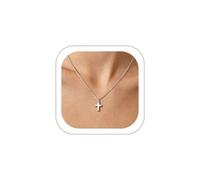 U7 Colgante Cruz de Mujer + Cadena Veneciana Chapado en Plata/oro/oro rosa | Acabados metálicos resistentes; Diseño minimalista elegante; Ideal para uso diario y regalos; Sin níquel ni plomo