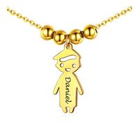 U7 Colgante Niño con Nombres Personalizados Collares Preciosos para Madres Acero Inoxidable 316L Tono Oro 18K Joyerías Modernas Personalizables con Letras
