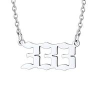U7 Colgante Números de Antiguo Inglés 333 Collares Plateados Aceor Inoxidable 316L para Mujeres Número de Angeles Joyerías Modernas para Parejas Regalo Cumpleaños