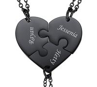 U7 Colgante Puzzle Rompecabezas para BFF Collar Corazón Personalizado Conjuntos De 3 Unidades Acero Inoxidable 316L Regalo Precioso De Mejores Amigas para Siempre