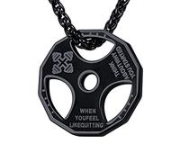 U7 Collar Colgante de la Serie de Culturismo para Hombres y Niños Colgante de Mancuerna Acero Inoxidable Collares de Fitness para Mujer Longitud de Cadena Ajustable