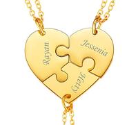 U7 Collar Corazón Personalizado Regalo Precioso De Mejores Amigas para Siempre Colgante Puzzle Rompecabezas para BFF Conjuntos De 3 Unidades Acero Inoxidable 316L de Mujeres