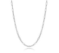 U7 collar de Cadena Acero Inoxidable Mujer Plateado, 3,4mm de Ancho, 51 + 5cm de Longitud, Collar de Clip Ajustable Minimalista Hipoalergénico con Caja de Regalo