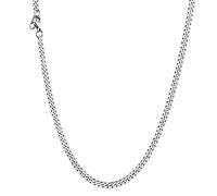 U7 Collar Hombre Acero Inoxidable Cadena Cubana Hombre Hip-Hop 3mm de Ancho Collar Cadena Hombres Plata Longitud en 46 cm con Caja de Regalo