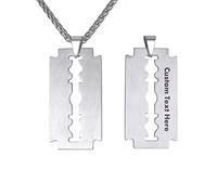 U7 Collar Hombres Razor Blade de Acero Inoxidable de Cadena Razor Blade Colgante Cuchillo Dog Tag Ejército Militar Colgante Collar Hip Hop Personalizada Bisutería para Hombres Mujeres