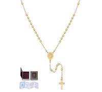 U7 Collar Rosario de Mujer Acero Inoxidable con Cuentas de 3mm Dorado Rosario