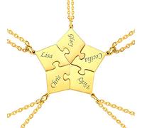 U7 Collares Rompecabezas para Familias Puzzle Pentágulo Dividido 5 Piezas con Cadena Fina Acero Inoxidable 316L para Muchachas Joyería Personalizada de Amor y Amistad con Nombres de Identidad