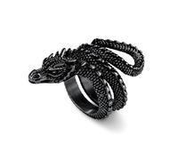 U7 Dragón Anillos Hip Hop para Hombres Acero Inoxidable 316L Anillos Negros Gruesos Talla 11 para Dedos Anillos Punk de Jovenes Joyerías Vintages para Hijos