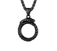U7 Dragón Colgante Circular Hombre Acero Inoxidable 316L Collar Animal dominante Dios Tono Negro Oscuro joyería de Moda para cumpleaños Reyes Amuleto de protección