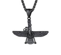 U7 Faravahar Farohar Forouhar Collar Colgante Acero Inoxidable Amuleto Zoroastrismo Persa Iraní Accesorio de Bisutería para Hombre Caballero