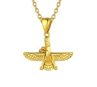 U7 Faravahar Farohar Forouhar Collar Colgante Acero Inoxidable Amuleto Zoroastrismo Persa Iraní Accesorio de Bisutería para Hombre Caballero