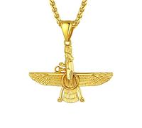 U7 Faravahar Farohar Forouhar Collar Colgante Acero Inoxidable Amuleto Zoroastrismo Persa Iraní Accesorio de Bisutería para Hombre Caballero