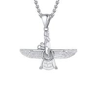U7 Faravahar Farohar Forouhar Collar Colgante Acero Inoxidable Amuleto Zoroastrismo Persa Iraní Accesorio de Bisutería para Hombre Caballero