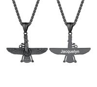 U7 Faravahar Forouhar Collar Colgante Personalizado Acero Inoxidable Amuleto Zoroastrismo Persa Iraní Collar Hombre Accesorio de Bisutería para Hombre Mujer