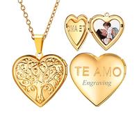 U7 Locket personalizable árbol de vida corazón material acero inoxidable 316L bañado en oro 18k collar de moda para esposas cadena dorada con foto preciosa para mujeres