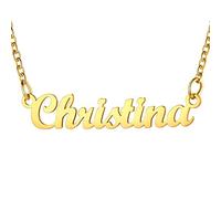 U7 Nombres Personalizables Collar Christina para Amigas Colgante Dorado Acero Inoxidable 316L de Mujeres