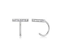 U7 Pendientes de Aro de Plata de Ley 925 para Mujer Hombre Pendientes Barra Circonia Medio Círculo Cuadrado Huggie de 7MM Hipoalergénicos Pendientes Niña Plata Pendientes Aro Plata Mujer