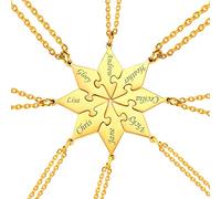 U7 Puzzle Rompecabezas Colgantes BFF Joyería Personalizada de Mejores Amigos Collares Octágonos Dividido 8 Piezas de Mujeres con Cadena Delgada Rolo Acero inoxidable 316L