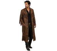 UA-Fashed Gabardina de piel auténtica para hombre nativo americano, Marrón - Cuero Real, XL