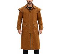 UA-Fashed Gabardina larga vaquera negra para hombre, Marrón - Piel de ante, M