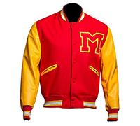 UA-Fashed Letterman Michael Jackson - Chaqueta universitaria con logotipo M, Rojo y amarillo/lana, XL