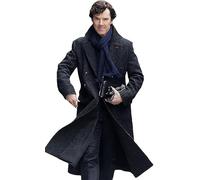 UA-Fashed Sherlock Holmes Benedict Cumberbatch - Gabardina negra de lana y algodón para hombre, Negro - Lana - Para Hombre, S