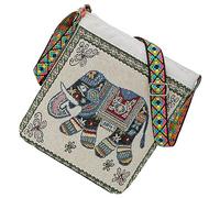 Uadme Bolso de Lona Bordado, Bolso de Lona Bordado Elefante Tailandés, Bolso Bandolera para Mujer, Bolso de Hombro Vintage de Colores Mixtos, Bolso Bordado a Mano
