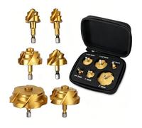 Uadme Broca Escalonada para PPR, Juego de 6 Brocas Escalonadas de Elevación, 20/25/32/40/50/63mm, Acero de Alto Carbono, con Varilla Hexagonal 1/4, para Tubo de Tubería de Agua de Plástico