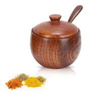 Uadme Caja de Sal de Madera con Cuchara y Tapa, Salero y Azucarero Cocina, Cajas Especias para Hogar, Almacenamiento de Cocina, Restaurante