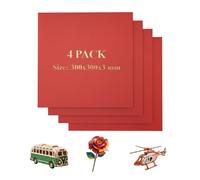 Uadme Colores Contrachapada 3 mm, 4 Hojas de Contrachapado de Tilo 30x30 cm, Tablero de Madera a Medida, para DIY, Pirograbado Corte por Laser CNC Router Modelado (Rojo)