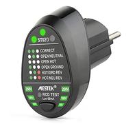 Uadme Comprobador de Enchufe Eléctrico RCD, Probador de Enchufe con Indicador, 6 Tipos de Diagnóstico de Averías, para Polaridad de Circuito de Prueba de Cable de Tierra Vivo Neutro