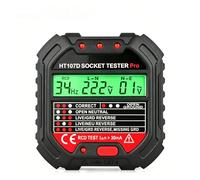 Uadme Comprobador de Enchufe, Probador Eléctrico de RCD Enchufe con Pantalla LCD, 6 Tipos de Diagnóstico de Averías, Examinar Circuito, Indicación de Tensión y Frecuencia, 90-250V/45-65Hz