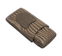 Uadme Estuche para puros de 3 dedos, patrón tejido, portátil, humectador de cigarros de cuero, color dorado, multicolor