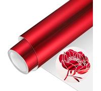 Uadme Hoja de Vinilo Metálico, Vinilo Permanente Rollo 30,5 x 183 cm, Vinilo de Película de Plotter Brillante, pour T-Shirt DIY, Tissus (Suave, Rojo)
