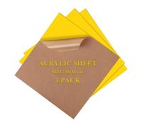 Uadme Laminas de Acrilico, 3 Pcs Placa Plastico Colores 3 mm, Panel de Hojas de Acrílico Brillante 30x30 cm, Metacrilato para Corte Láser, Pintura, Soporte de Exhibición de Fotografía (Amarillo)