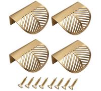 Uadme Latón Oro Gabinete Tira, 4 Piezas Forma de Hoja Tiradores de Muebles de Dorado, Tirador Dorados Cajones, Manijas de Metal Ocultas, con Tornillos, para Armario, Puerta, Mueble de Cocina