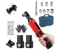 Uadme Llave de Trinquete Eléctrica Inalámbrica 3/8", 12V 35N.m 320RPM Carraca Electrica, Bateria 2 X 1,5Ah con 7 Enchufes, Atornillador de Impacto Carga Rápida para Reparación de Auto